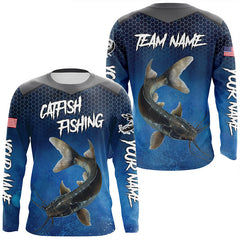 Maxcorners Blue camo Catfish fishing Custom performance long sleeve team Catfish fishing tournament shirts MT2108