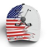 Maxcorners American flag golf clubs white golf ball skin Golfer hat custom name patriotic sun hats for mens