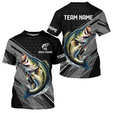 Maxcorners Personalized Black camo Largemouth Bass Fishing Jerseys, Bass Long Sleeve Fishing Tournament Shirts MT2108
