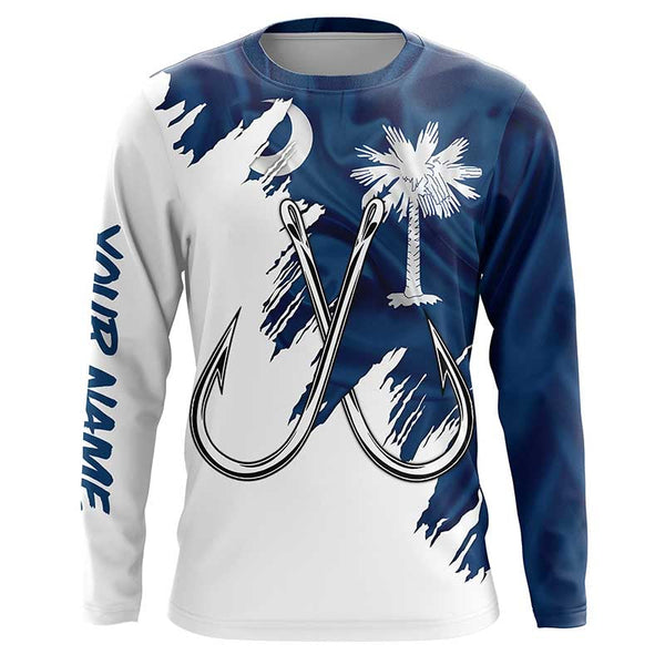 Maxcorners South Carolina flag SC Fishing Fish Hook UV protection custom long sleeve Patriotic fishing apparel MT2108