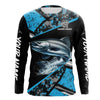 Maxcorners Chinook Salmon fishing Blue camo Long Sleeve Performance Fishing Shirt custom Salmon fishing jerseys LM0201