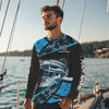 Maxcorners Chinook Salmon fishing Blue camo Long Sleeve Performance Fishing Shirt custom Salmon fishing jerseys LM0201