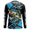 Maxcorners Largemouth Bass fishing Blue camo Long Sleeve Performance Fishing Shirt custom Bass fishing jerseys MT2108