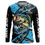 Maxcorners Largemouth Bass fishing Blue camo Long Sleeve Performance Fishing Shirt custom Bass fishing jerseys MT2108