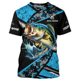 Maxcorners Largemouth Bass fishing Blue camo Long Sleeve Performance Fishing Shirt custom Bass fishing jerseys MT2108