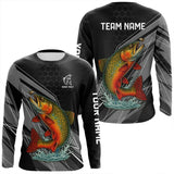 Maxcorners Personalized Black camo Brook Trout Fishing Jersey, Brook Trout Long Sleeve Fishing Tournament Shirts LM0611