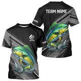 Maxcorners Personalized Black camo Mahi mahi Fishing Jersey, Dorado Long Sleeve Fishing Tournament Shirts LM0611