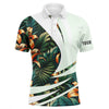 MaxCorners Golfs Green Tropical Flower Pattern Customized Name 3D Polo Shirt For Men