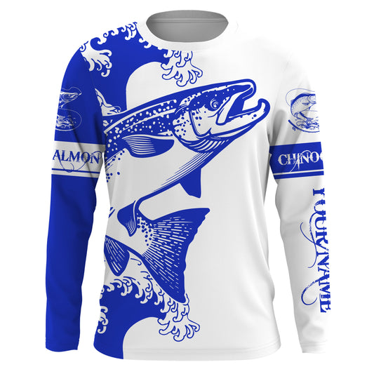 Maxcorners Chinook King salmon fishing tattoo blue Custom name salmon Long sleeve fishing shirts, Long Sleeve Hooded LM0201