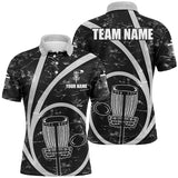 Maxcorners Mens disc golf polo shirt custom team name black camo disc golf basket personalized disc golf shirt MT0510