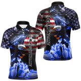 Maxcorners Smoke American Flag Eagle Blue Flame Bowling Shirts for Men Custom patriotic Team Bowling jerseys TU1410