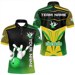 Maxcorners Yellow and Green pattern Bowling shirts For Men Custom Team Bowling Jerseys, Gift For Bowler LM1112