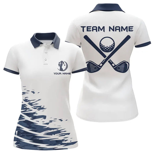 Maxcorners Blue And White Mens Golf Polo Shirts Custom Golf Attire For Mens And Women  Personalized Golf Gifts