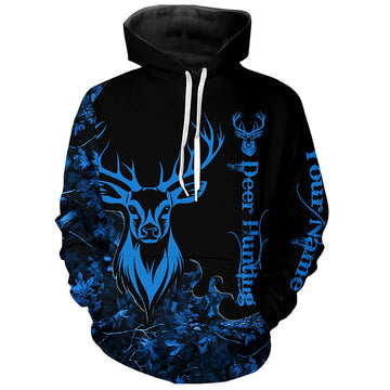 Maxcorners Deer Hunting Blue Camo Customize Name 3D All Over Printed Shirts Personalized Hunting gift LM2608