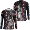 Maxcorners Personalized Red, White & Blue Smoke American Flag Patriotic Largemouth Bass Fishing shirts LM1812