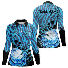 Maxcorners Personalized Funny Claw Blue Camo Golf Polo Shirts For Men Custom mens golf tops outfit