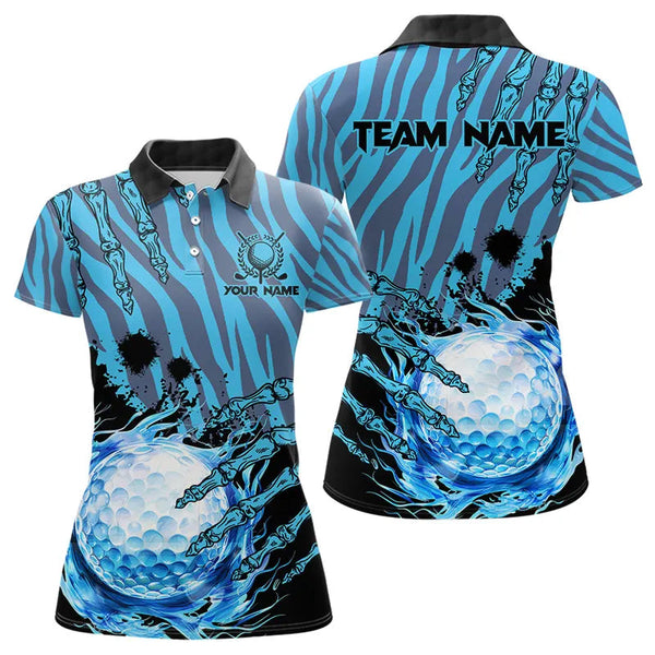 Maxcorners Personalized Funny Claw Blue Camo Golf Polo Shirts For Men Custom mens golf tops outfit