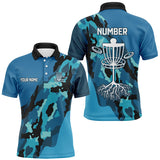 Maxcorners Blue Camo Mens golf polo shirts custom name and number disc golf team jerseys, disc golf shirts MT0510