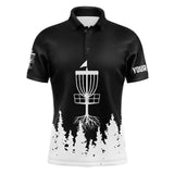 Maxcorners Black and White Disc Golf Basket Mens Disc golf polo shirts custom name disc golf jerseys MT0510