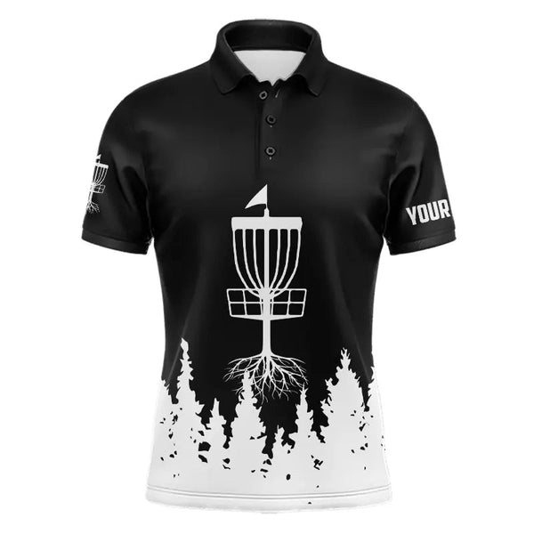 Maxcorners Black and White Disc Golf Basket Mens Disc golf polo shirts custom name disc golf jerseys MT0510