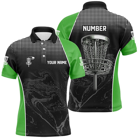 Maxcorners Black camo Mens disc golf polo shirts custom team disc golf basket jerseys, unique golf gifts | Green MT0510