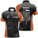 Maxcorners Black camo Mens disc golf polo shirts custom team disc golf basket jerseys, unique golf gifts | Orange MT0510