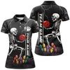 Maxcorners Bowling Ball And Pins Funny Skull Customized Name, Team Anme 3D Polo Shirt