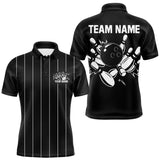 Maxcorners Black and White Plaid Bowling Polo, Quarter Zip shirts For Men Custom Bowling Team Uniform Jersey LM1610