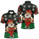 Maxcorners Funny Santa Golf Christmas plaid pattern polo golf shirts for men custom mens golf outfit for team MT1511