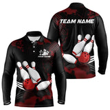 Maxcorners Black And Red Bowling Shirts For Men And Women Custom Bowling Team League Jerseys, Gift For Bowlers