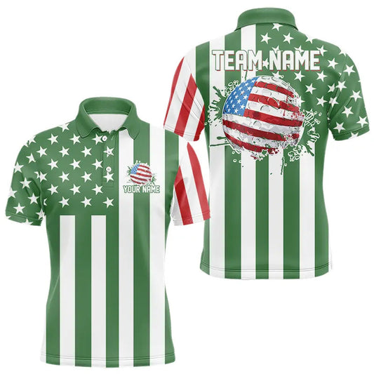 Maxcorners Men's golf polo shirts custom Red, white and green American flag mens golf tops, best golf gifts LM1501