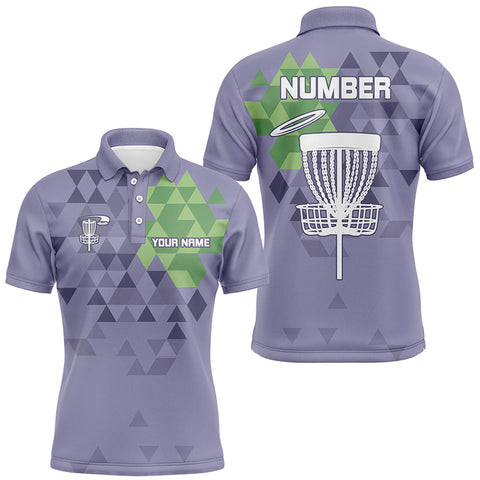 Maxcorners Purple camo Mens disc golf polo shirts custom name and number disc golf basket jerseys MT0510