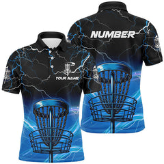 Maxcorners Blue light lightning thunder Disc golf basket Men polo shirts custom disc golf tops for mens MT0510