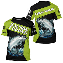 Maxcorners Black Green Chinook Salmon fishing Custom Long Sleeve Tournament Fishing Shirt, Salmon Fishing Jerseys MT2108