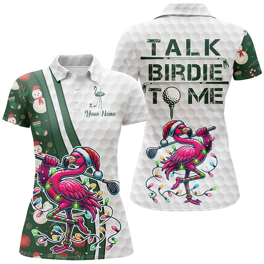 Maxcorners Funny Pink Flamingo Green Christmas Golf Jersey Customized Name 3D Shirt Unisex