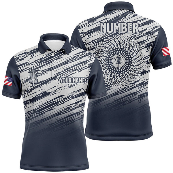 Maxcorners Mens disc golf polo shirt custom name, number camo disc golf jersey, mens disc golf apparel | Blue MT0510