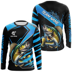 Maxcorners Black and Blue Walleye fishing custom fishing team jerseys, sport fishing shirts MT2108