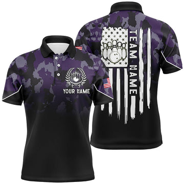 Maxcorners Camo Bowling American Flag Patriotic Multicolor Option Customized Name 3D Shirt