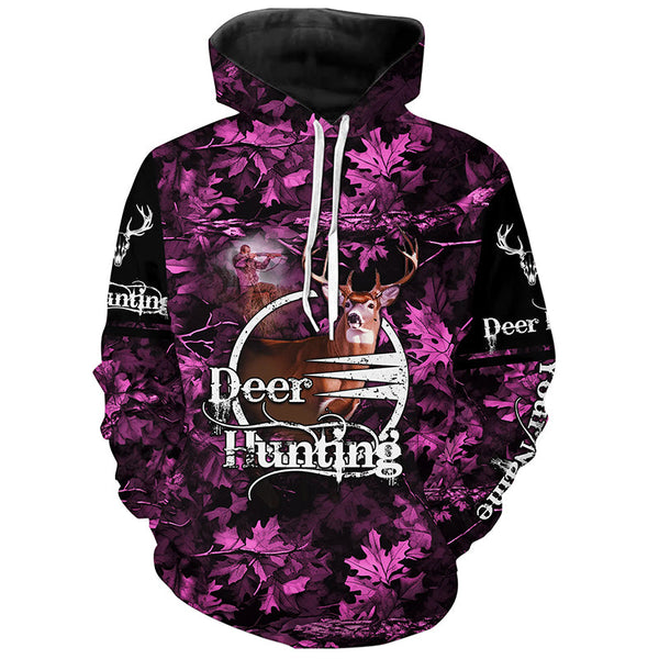 Maxcorners Deer hunting pink camo Custom Name 3D Full Printing hunting shirts, hunting apparel for deer hunter LM2608