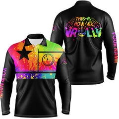 Maxcorners Bowling And Pins Funny Watercolor Texas Flag This Is How We Roll Bowling Jerseys  Customized Name, Team Name 3D Polo Shirt