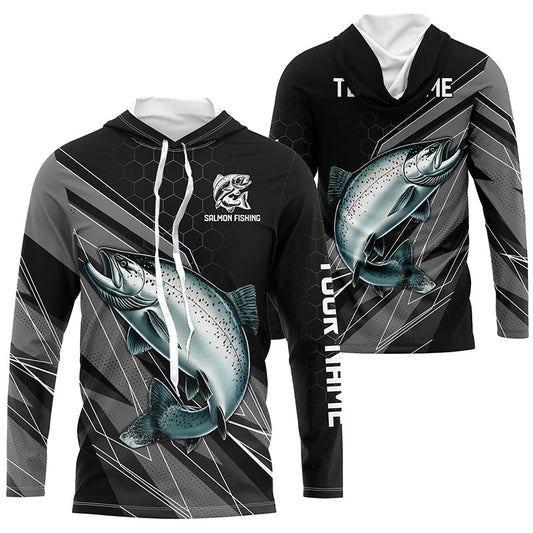 Maxcorners Personalized Black camo Chinook Salmon Fishing Jerseys, Salmon Long Sleeve Fishing Tournament Shirts LM0201