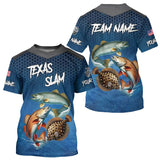 Maxcorners Blue Texas Slam fishing Custom performance long sleeve team Redfish, Trout, Flounder fishing shirt MT2108