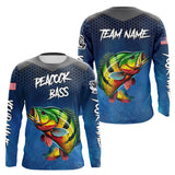 Maxcorners Blue camo Peacock Bass fishing Custom performance long sleeve team Bass fishing tournament shirts MT2108