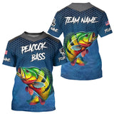 Maxcorners Blue camo Peacock Bass fishing Custom performance long sleeve team Bass fishing tournament shirts MT2108