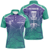 Maxcorners Mens Disc golf polo shirts lightning thunder custom disc golf jerseys, disc golf shirt | Turquoise MT0510
