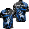 Maxcorners Black And Blue Bowling Ball Pins Polo Shirt For Men Custom Bowling Team League Jerseys
