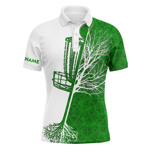Maxcorners Mens disc golf polo shirt  Green clover St Patrick's Day pattern disc golf basket shirt MT0510