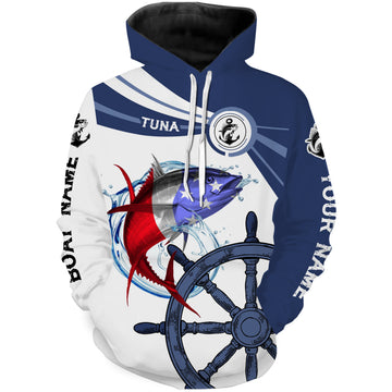 Maxcorners Tuna Fishing American Flag Customize name and boat name tournament fishing hoodie, personalized fishing gift LM0501
