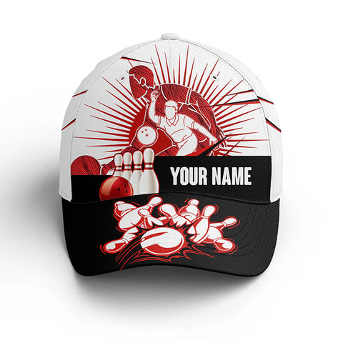Macorners Custom name Bowling Hat, Bowling Baseball Cap For Men, Women, Bowling Team Bowler Gift