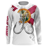Maxcorners Florida flag FL Fishing Fish Hook UV protection custom long sleeves shirts Patriotic fishing apparel MT2108